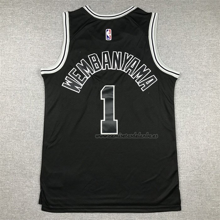 Camiseta San Antonio Spurs Victor Wembanyama NO 1 Classic 2022-23 Negro